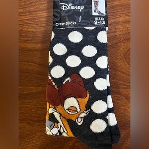 Disney Character Bambi Polka Dot Crew Socks - Black, White, and Brown